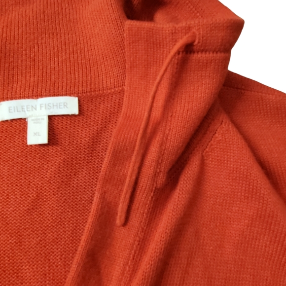 Eileen Fisher Organic Cotton Cardigan Sweater Collared  Burnt Orange/Red Sz XL - Picture 3 of 5